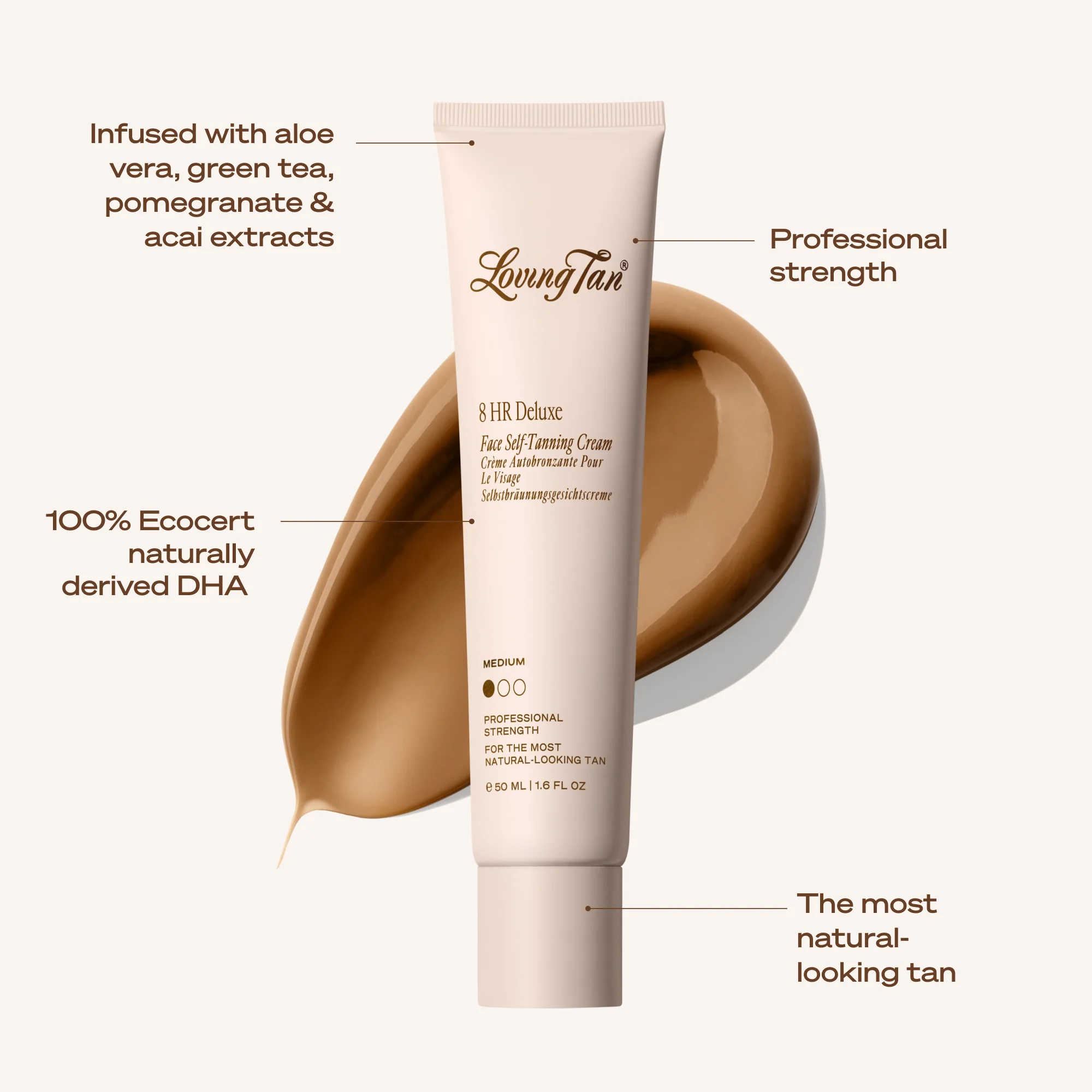 8 HR Deluxe Face Self-Tanning Cream Medium - Image 6